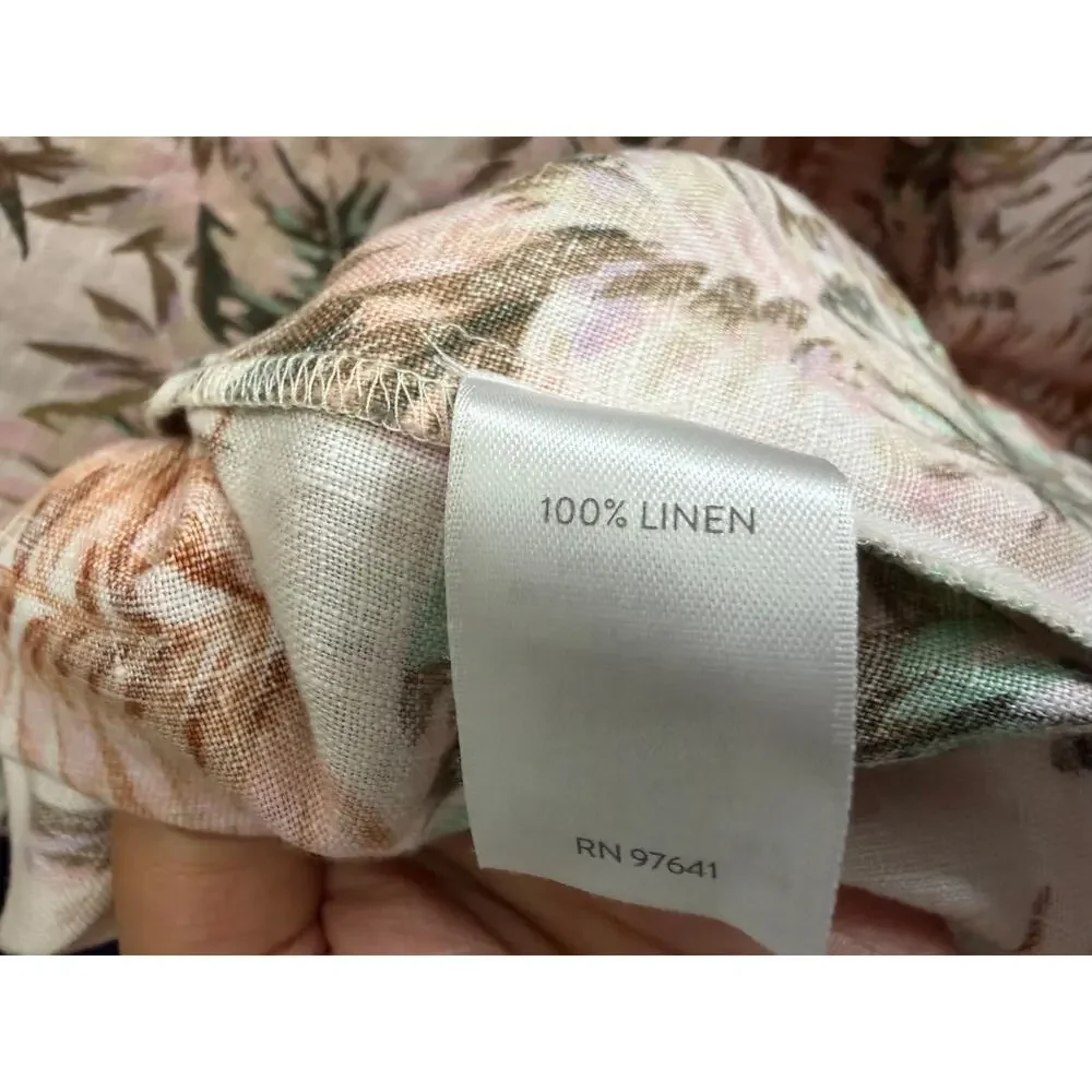 J.jill Love Linen Palm Leaf Soft Pink Pocket Maxi Dress Coastal Beach XL new